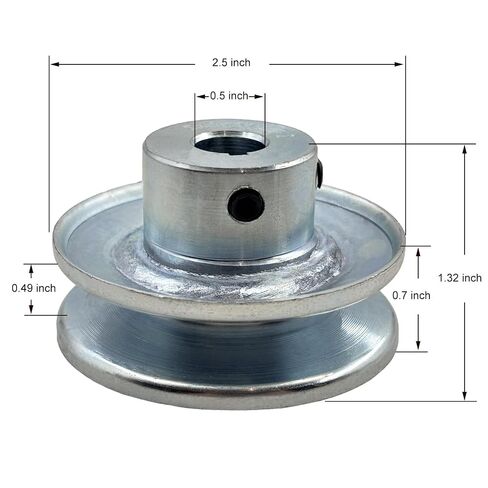 A250-1/2 حزم الويب ذات الأخدود الفردي، بكرة الحزام على شكل v، تجويف 2.5 بوصة OD 1/2 بوصة، بكرة المحرك المصنوعة من الفولاذ الكربوني لأحزمة V سعة 3 لتر و4 لتر in Kuwait