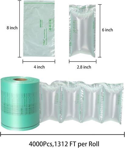 وسائد هوائية MINI AIR EASI EA2/EA2S للشحن، أكياس هوائية للتغليف، 8 بوصات × 4 بوصات 4000 قطعة 1312 قدمًا لكل لفة، حشو صندوق لوازم قابل للنفخ، طبقة وسادة هوائية، لفة واحدة in Kuwait
