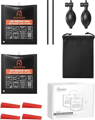 HOMGEN Durable Air Wedge Bag 2 Pack-300 lbs Lifting Capacity Inflatable Shims-TPU Heavy Duty Lift Bags with 4 Plastic Wedges-Silicone Tube & Rubber Valve-for Door Window Installation/Moving Furniture in Kuwait