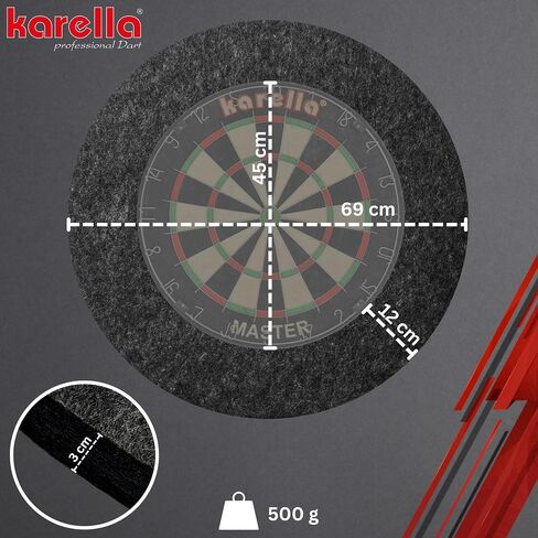 Karella Ultimo Dartboard Surround, Made in Germany, Dart Collection Ring, Catching Ring Made of Recycled Fibres, Border for All Dartboards, Backboard for Steel Darts, Wall Protection, Round Collection in Kuwait