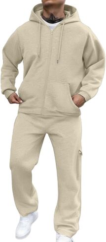 Men Sweatsuits Sets Sweat Suits 2 Piece Set Sweatsuit Zip/Pullover Hoodie and Sweatpants Set Jogging Suit Tracksuits in Kuwait
