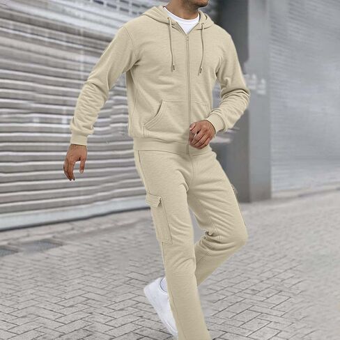 Men Sweatsuits Sets Sweat Suits 2 Piece Set Sweatsuit Zip/Pullover Hoodie and Sweatpants Set Jogging Suit Tracksuits in Kuwait