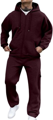Men Sweatsuits Sets Sweat Suits 2 Piece Set Sweatsuit Zip/Pullover Hoodie and Sweatpants Set Jogging Suit Tracksuits in Kuwait
