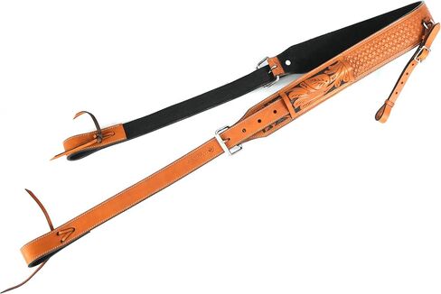 Western Genuine Leather Girth Adjustable Horse Girth Rear Back Cinch Girth with Metal Buckles for Horse Riding (Tan and Black) in Kuwait