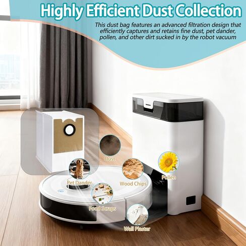 10 Pack Replacement Dust Bags Compatible with Lefant M2 Pro, M2S Pro, M2 Plus Robot Vacuum Cleaner, Large Capacity Disposable Dust Bags, Suitable for Household Robot Vacuums in Kuwait