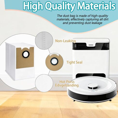 10 Pack Replacement Dust Bags Compatible with Lefant M2 Pro, M2S Pro, M2 Plus Robot Vacuum Cleaner, Large Capacity Disposable Dust Bags, Suitable for Household Robot Vacuums in Kuwait