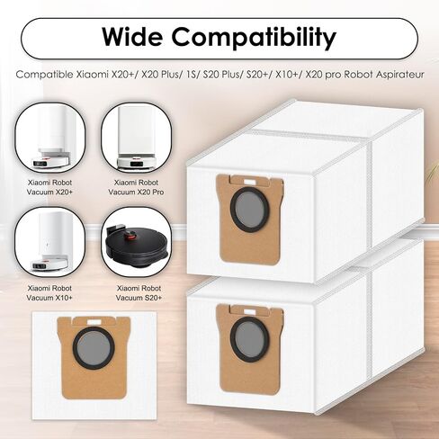 (10 عبوات) أكياس غبار بديلة L20 Ultra لـ Dreame X50 Ultra Complete/ X40/ L20 Ultra/ L50 Pro Ultra/ L10s Pro/ L10/ L10s/ L20، Xiaomi X10+/ X20+/ X20 Pro/ X20 Max Robot Vacuum، حقيبة علبة in Kuwait