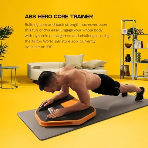 مدرب أساسي من Aviron Abs Hero Plank: جهاز تمرين يعمل بالطاقة مع وسادات إسفنجية مريحة، وفتحة آمنة للأصابع، وقاعدة آمنة على الأرض غير قابلة للانزلاق، وحامل جهاز آمن، ومقبض سهل الحمل، يدعم ما يصل إلى 300 رطل in Kuwait