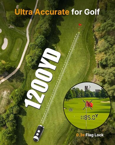 Golf Rangefinder with Slope, 1200 Yards Range Finder Golf with Rechargeable Battery, Magnetic Strap, Flag Pole Locking Vibration, 6X Magnification in Kuwait