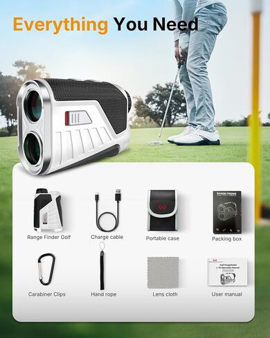 Golf Rangefinder with Slope, 1200 Yards Range Finder Golf with Rechargeable Battery, Magnetic Strap, Flag Pole Locking Vibration, 6X Magnification in Kuwait