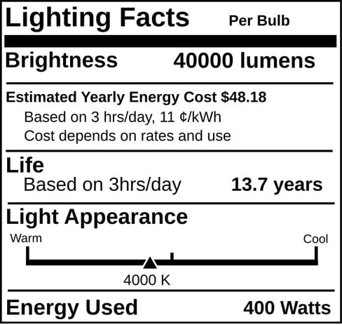 بديل لإضاءة المشروع MS400W/HOR/T15 - مصباح هاليد معدني 400 وات، قاعدة EP39، لمبة T15، لمبة إضاءة بديلة بتفريغ عالي الكثافة 4000 كلفن، موضع حرق أفقي in Kuwait