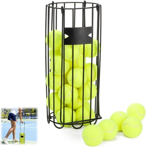 مجموعة كرات التنس المعدنية من تيبيري، سلة تخزين محمولة لالتقاط التنس بمقبض، قادوس تدريب الكرة لسهولة الحمل والتمرين in Kuwait