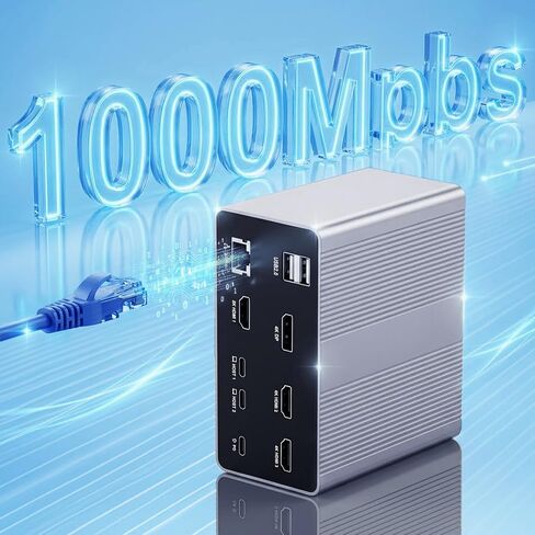 19 in 1 Docking Station,2 Hosts and Quad Display Laptop USB Dock, 8K30Hz & Dual 4K60Hz USB Hub Dock 3 HDMI Adapter for Windows&MacOS, Incl 3 HDMI,DP,7 USB, PD3.0,RJ45,SD/TF, Audio (UC-1901P) in Saudi Arabia