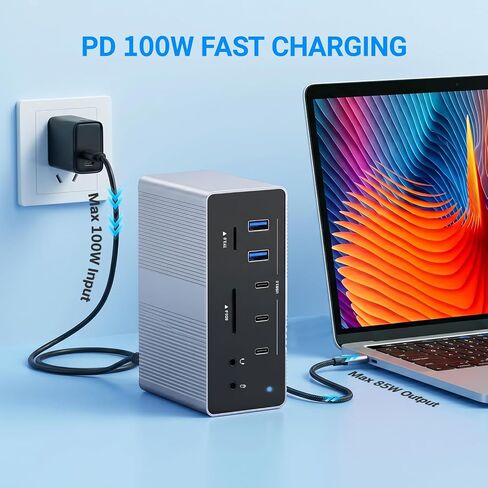 19 in 1 Docking Station,2 Hosts and Quad Display Laptop USB Dock, 8K30Hz & Dual 4K60Hz USB Hub Dock 3 HDMI Adapter for Windows&MacOS, Incl 3 HDMI,DP,7 USB, PD3.0,RJ45,SD/TF, Audio (UC-1901P) in Saudi Arabia