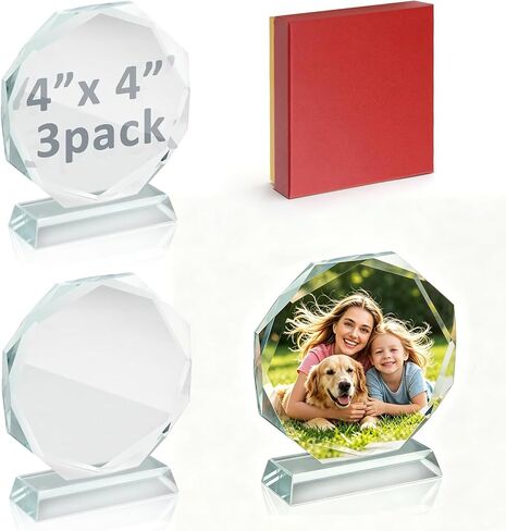 3 Pcs Sublimation Blanks Crystal Picture Frame Trophies Glass Sublimation Plaques Canvas Blanks for Tabletop Ornaments DIY Personalized Memorial Gift in Kuwait