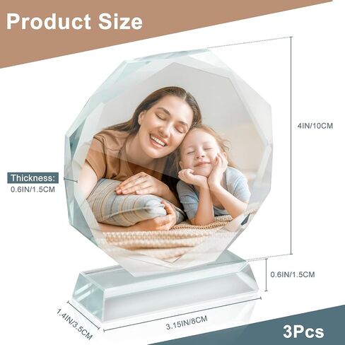 3 Pcs Sublimation Blanks Crystal Picture Frame Trophies Glass Sublimation Plaques Canvas Blanks for Tabletop Ornaments DIY Personalized Memorial Gift in Kuwait