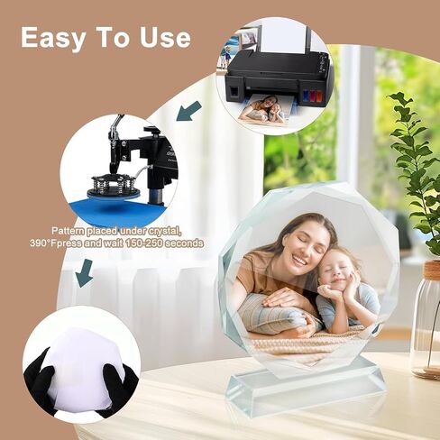 3 Pcs Sublimation Blanks Crystal Picture Frame Trophies Glass Sublimation Plaques Canvas Blanks for Tabletop Ornaments DIY Personalized Memorial Gift in Kuwait