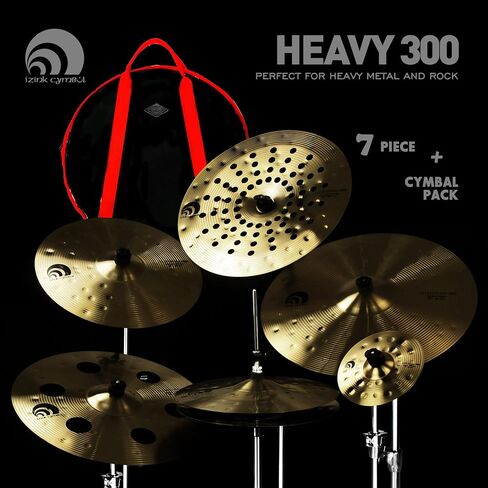 7 Piece Cymbal Set with Bag, Super Polishing Alloy Cymbals for Rock Metal Electronic Music, Includes 20" Ride, 18" Hollow Crash, 18" China Crash, 16" Rock Crash, 14" Hi Hats (2pcs), 8" Splash in Kuwait