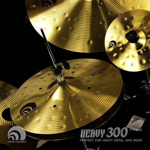 7 Piece Cymbal Set with Bag, Super Polishing Alloy Cymbals for Rock Metal Electronic Music, Includes 20" Ride, 18" Hollow Crash, 18" China Crash, 16" Rock Crash, 14" Hi Hats (2pcs), 8" Splash in Kuwait