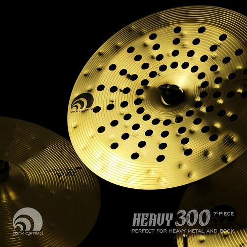 7 Piece Cymbal Set with Bag, Super Polishing Alloy Cymbals for Rock Metal Electronic Music, Includes 20" Ride, 18" Hollow Crash, 18" China Crash, 16" Rock Crash, 14" Hi Hats (2pcs), 8" Splash in Kuwait