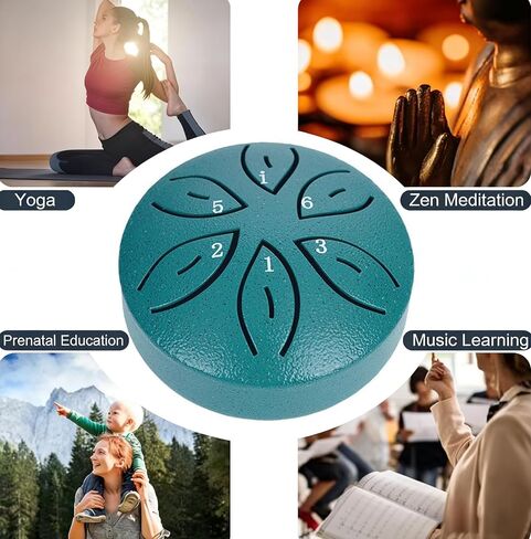 Garden Rain Drum for Outside,3 Inches 6 Notes Steel Tongue Drum Rain Chime Waterproof Musical Instrument for Garden,Mini Handpan Chakra Drum for Meditation,Yoga,Outdoor Relaxation -Drak Green in Kuwait