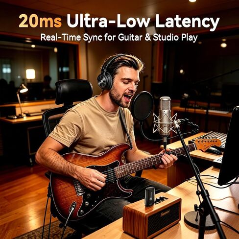 PUPGSIS 2.4GHz Wireless DJ Headphones,20ms Low Latency Studio Headphones with 1/4 to 3.5mm Jack for Keyboard Turntable Laptop,Dongle/Bluetooth/Wired Connection for Studio Monitor & Mixing DJ,Black in Kuwait