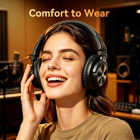 PUPGSIS 2.4GHz Wireless DJ Headphones,20ms Low Latency Studio Headphones with 1/4 to 3.5mm Jack for Keyboard Turntable Laptop,Dongle/Bluetooth/Wired Connection for Studio Monitor & Mixing DJ,Black in Kuwait