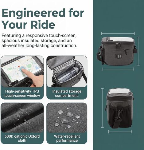 Bike Handlebar Bag with Phone Holder, Bicycle Front Storage Pouch Waterproof Bike Bag for Cycling Travel Accessories in Kuwait