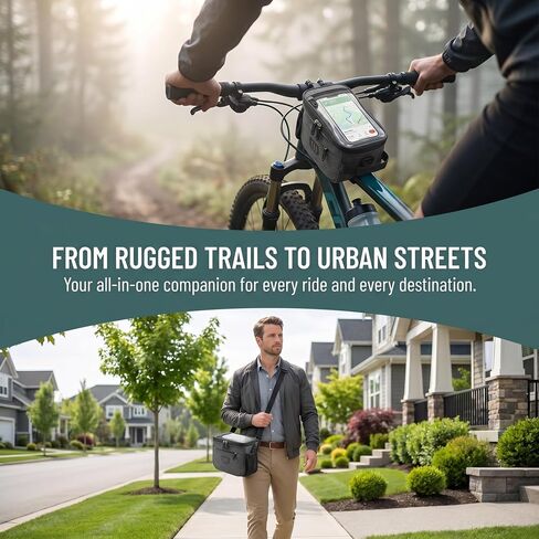 Bike Handlebar Bag with Phone Holder, Bicycle Front Storage Pouch Waterproof Bike Bag for Cycling Travel Accessories in Kuwait