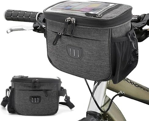 Bike Handlebar Bag with Phone Holder, Bicycle Front Storage Pouch Waterproof Bike Bag for Cycling Travel Accessories in Kuwait