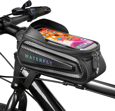 WATERFLY Bike Front Frame Bag: Bike Top Tube Phone Mount Bag Road MTB Cycling Waterproof Phone Holder Storage Pouch Mountain Biking Bicycle Handlebar Pouch Bikepacking in Kuwait