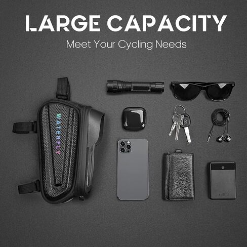 WATERFLY Bike Front Frame Bag: Bike Top Tube Phone Mount Bag Road MTB Cycling Waterproof Phone Holder Storage Pouch Mountain Biking Bicycle Handlebar Pouch Bikepacking in Kuwait