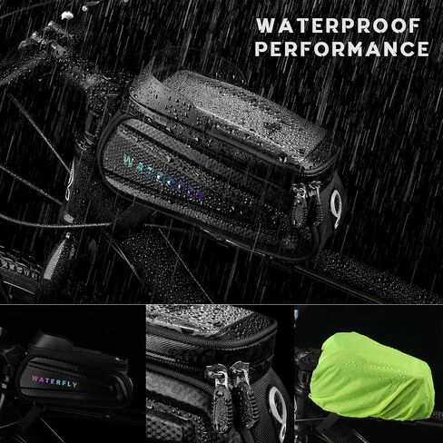 WATERFLY Bike Front Frame Bag: Bike Top Tube Phone Mount Bag Road MTB Cycling Waterproof Phone Holder Storage Pouch Mountain Biking Bicycle Handlebar Pouch Bikepacking in Kuwait