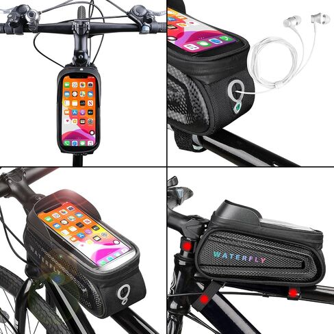 WATERFLY Bike Front Frame Bag: Bike Top Tube Phone Mount Bag Road MTB Cycling Waterproof Phone Holder Storage Pouch Mountain Biking Bicycle Handlebar Pouch Bikepacking in Kuwait