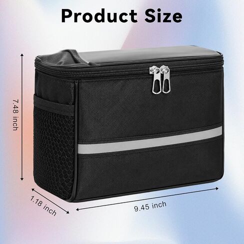Bike Handlebar Bag Bike Front Phone Bag with Zipper Strap On Bicycle Front Storage Pouch Bags Hiking Travel Assistants for Most Bikes (Black) in Kuwait