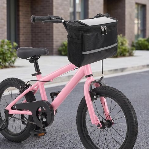 Bike Handlebar Bag Bike Front Phone Bag with Zipper Strap On Bicycle Front Storage Pouch Bags Hiking Travel Assistants for Most Bikes (Black) in Kuwait