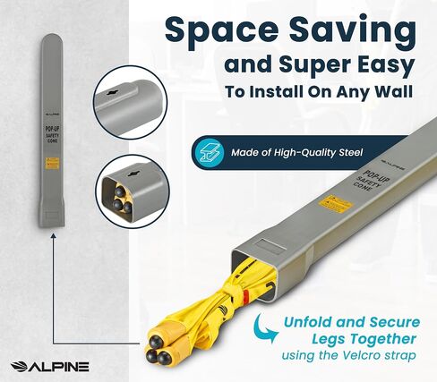 لافتة تحذير للأرضيات المبللة من Alpine مكونة من 3 قطع - علامة زلقة منبثقة عندما تكون مبللة، مخروط تحذير للسلامة أصفر قابل للطي وقابل للطي للاستخدام التجاري والمكتبي (30 بوصة) in Kuwait