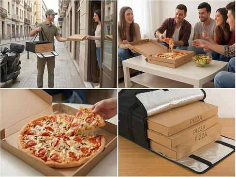 Trail maker Pizza Bags for Delivery, Insulated Pizza Delivery Bag for Delivery Drivers, 20" x 20" x 6" Pizza Warmer Bags for Carry Hot, Commercial Food Warmers for Catering, Pizza Carrier, Black in Kuwait