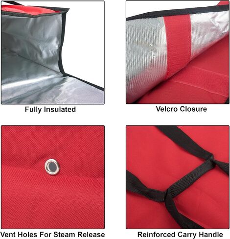 Trail maker Pizza Bags for Delivery, Insulated Pizza Delivery Bag for Delivery Drivers, 20" x 20" x 6" Pizza Warmer Bags for Carry Hot, Commercial Food Warmers for Catering, Pizza Carrier, Black in Kuwait