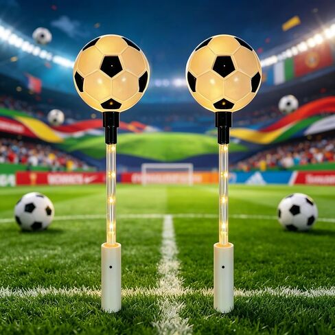2 Pack Handheld Soccer Lights, 8.7in Mini Football LED Lantern, 15 LED 3 Modes Warm White Glow, Battery Operated Game Day Party Favors, Sports Themed Decor & Gifts for Boys Fans in Kuwait