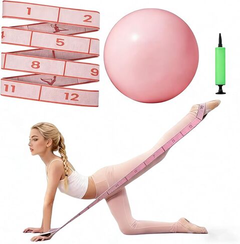 مجموعة البيلاتيس المنزلية - أشرطة مقاومة مكونة من 12 قطعة + كرة بيلاتيس صغيرة + مضخة هواء بلون عشوائي | أربطة تمارين رياضية متعددة الوظائف تقاوم معدات اليوغا البيلاتيس الممتازة in Kuwait