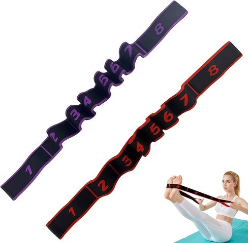 2PCS Fitness Resistance Band with Handles, Numbered 8 Segment Stretch Resistance Bands, Adjustable Stretching Exercise Band for Full Body Workout & Body Shaping in Kuwait