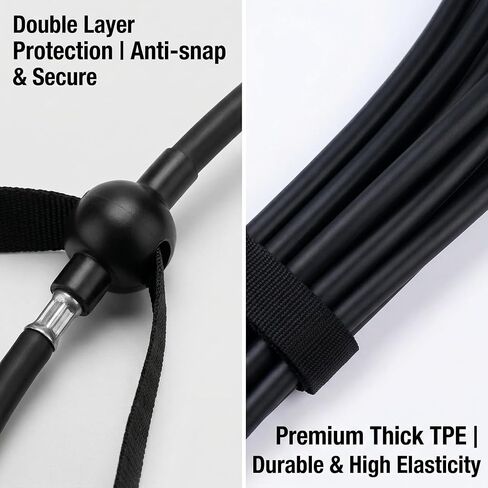 Workout Equipment, 30LB Black Elastic Bands for Exercise Soft Foam Handle Fitness Resistance Bands Stirrup Puller for Exercise Stretching Equipment for Strength Training Home Gym Yoga Muscle Toning in Kuwait