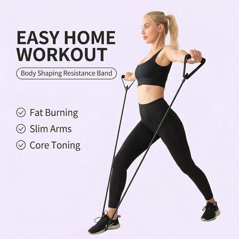 Workout Equipment, 30LB Black Elastic Bands for Exercise Soft Foam Handle Fitness Resistance Bands Stirrup Puller for Exercise Stretching Equipment for Strength Training Home Gym Yoga Muscle Toning in Kuwait