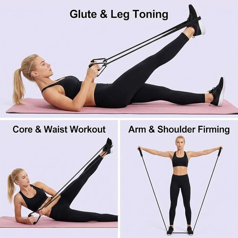Workout Equipment, 30LB Black Elastic Bands for Exercise Soft Foam Handle Fitness Resistance Bands Stirrup Puller for Exercise Stretching Equipment for Strength Training Home Gym Yoga Muscle Toning in Kuwait