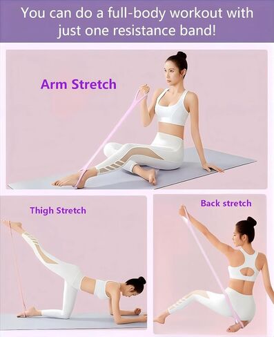 Figure 8 Resistance Band with Handles, 35 lb Stretch Exercise Band for Arms, Shoulders and Full-Body Workouts, Elastic Fitness Band for Women and Men in Kuwait