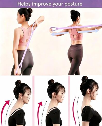 Figure 8 Resistance Band with Handles, 35 lb Stretch Exercise Band for Arms, Shoulders and Full-Body Workouts, Elastic Fitness Band for Women and Men in Kuwait