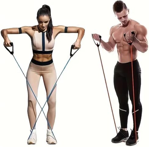 Yoga Fitness Resistance Band with 2 Handles, Red 1pcs Workout Pull Rope for Home Training, Pilates, Chest Expander and Sit-up Exercises, Portable Fitness Equipment for Daily Exercise in Kuwait