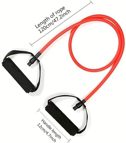 Yoga Fitness Resistance Band with 2 Handles, Red 1pcs Workout Pull Rope for Home Training, Pilates, Chest Expander and Sit-up Exercises, Portable Fitness Equipment for Daily Exercise in Kuwait