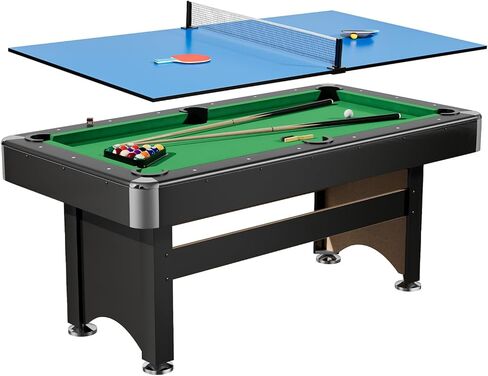 Garvee 6-ft Pool Table with Ping Pong Table Combo,2-in-1 Multi-Game Table for Family Recreation Game Rooms -Includes Billiard Balls, Cues, Paddles, Brush & More, Durable Structure, Quick Assembly in Kuwait